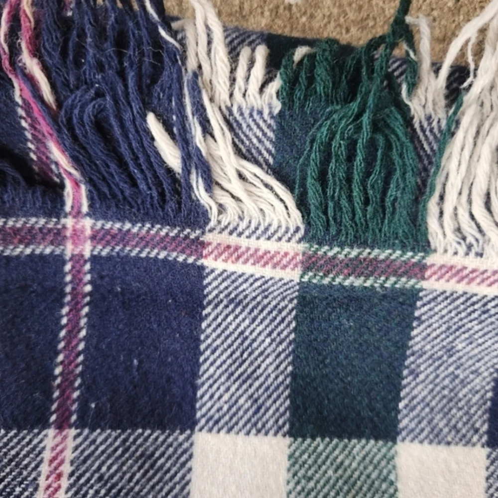 Men's Vintage Plaid Wool Scarf Long 56 Inches